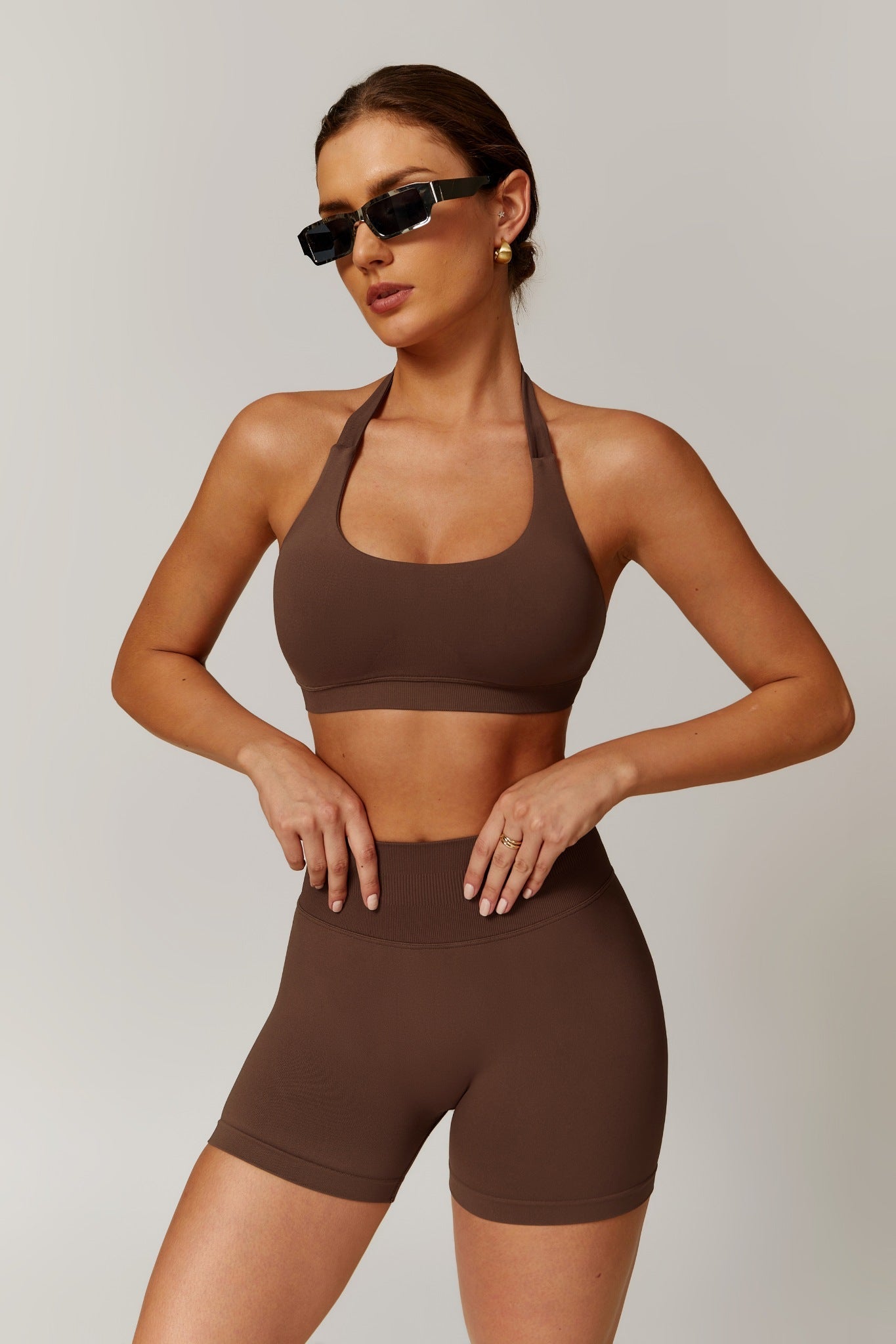Aurora Backless Sports Bra - Brown - Maison and Aurora