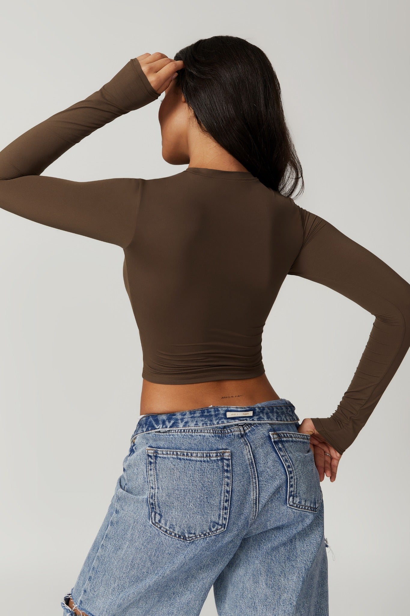 Melanie Long Sleeve Top - Brown - Maison and Aurora