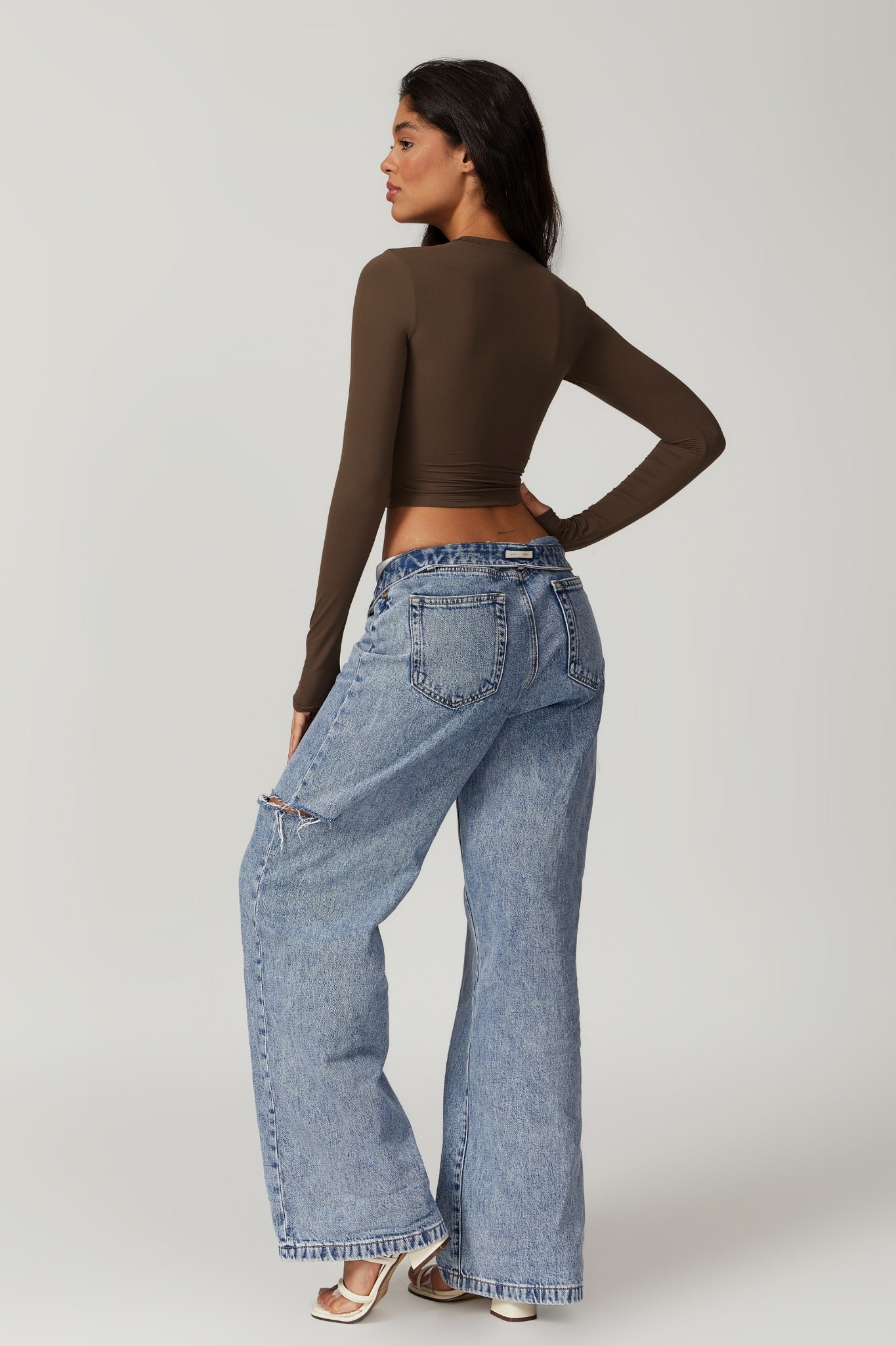 Melanie Long Sleeve Top - Brown - Maison and Aurora