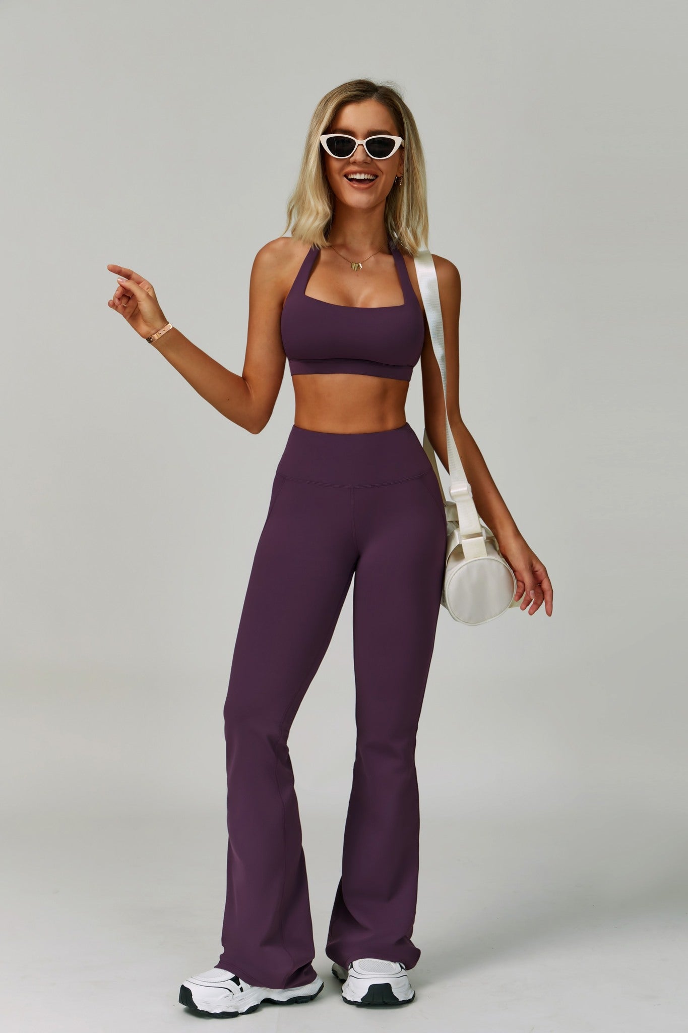 Esme Flare Leggings - Aubergine - Maison and Aurora