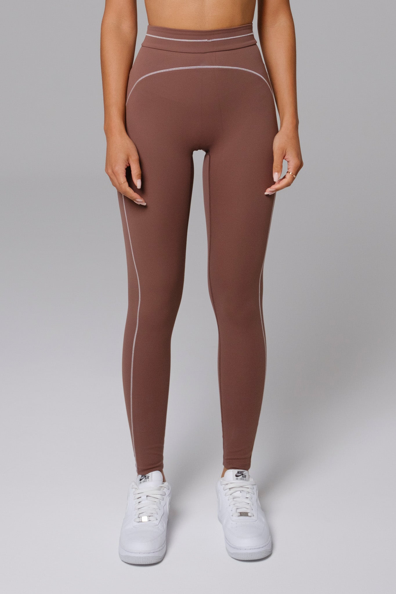 Shelly High Waist Sports Leggings - Soft Chestnut - Maison and Aurora