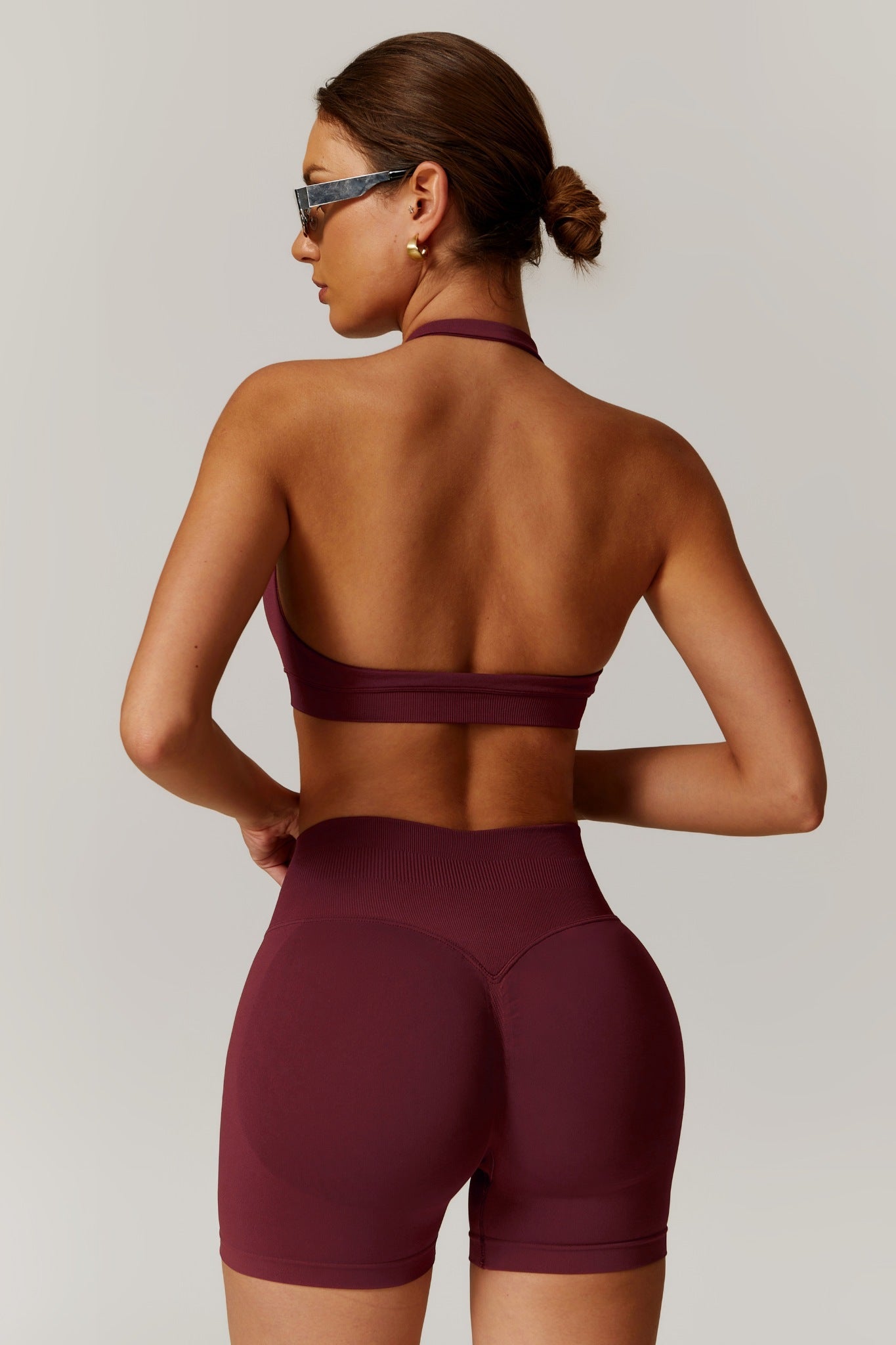Aurora Backless Sports Bra - Maroon - Maison and Aurora