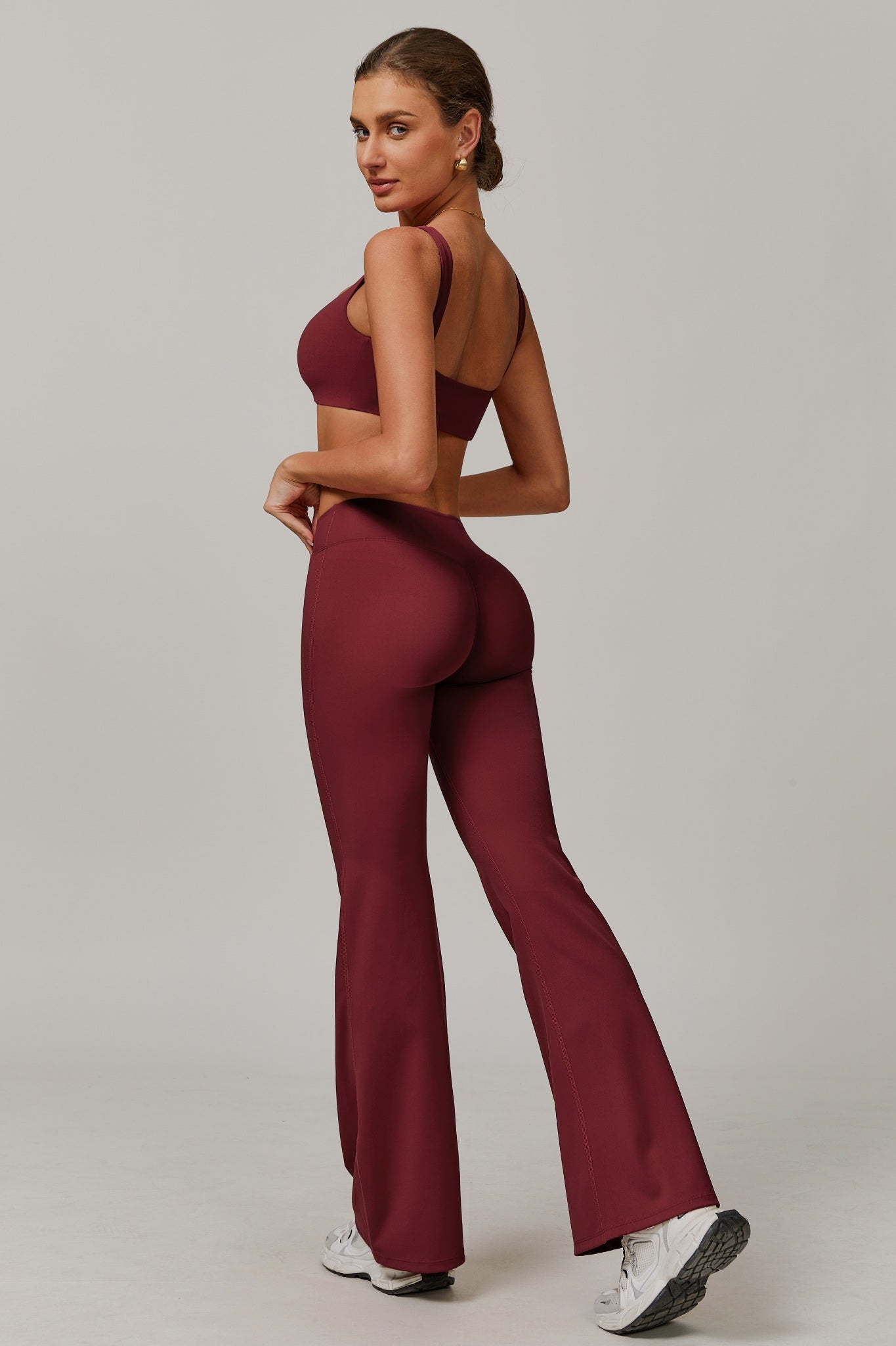 Evelyn Flare Leggings - Maroon - Maison and Aurora