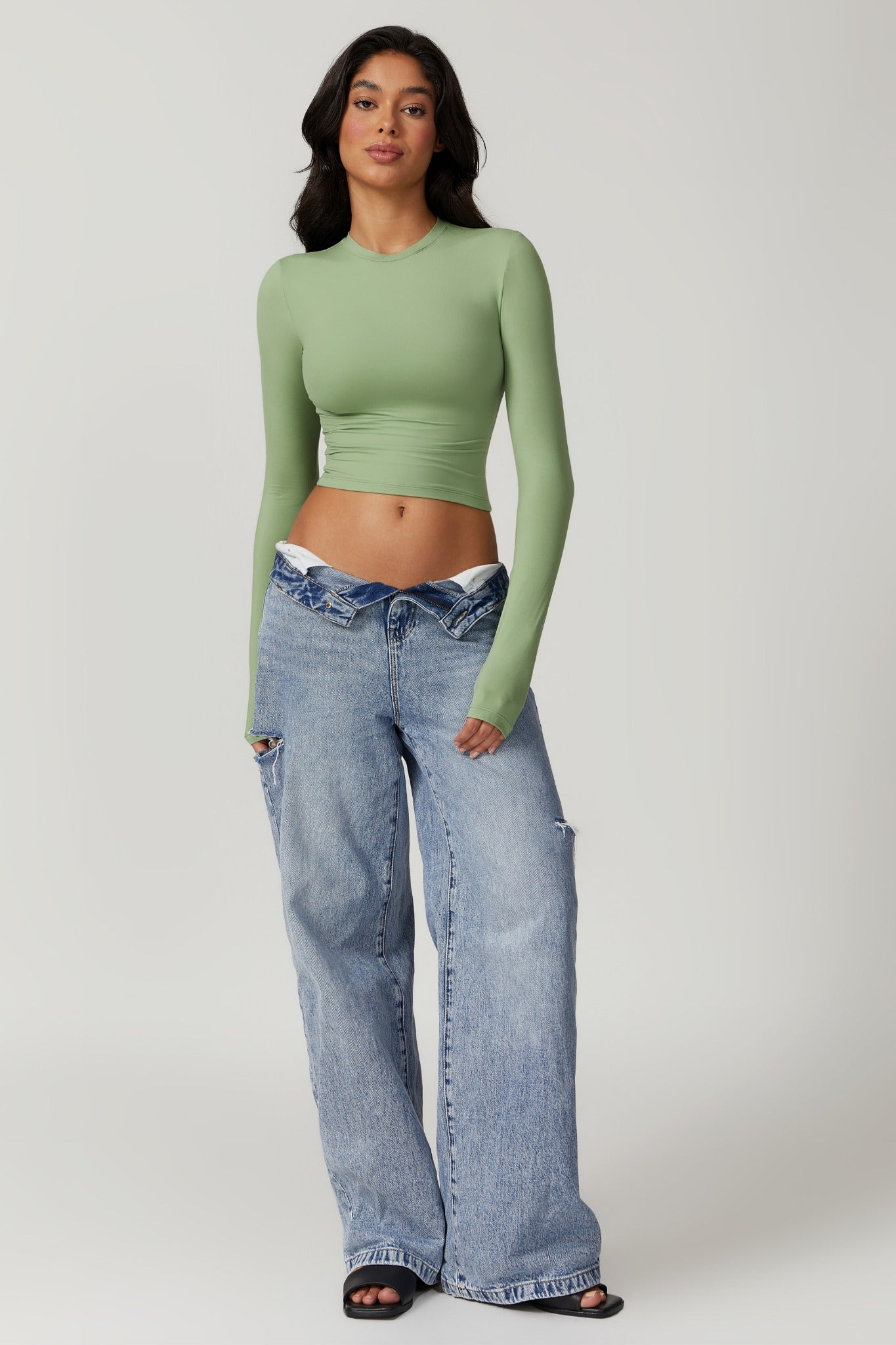 Melanie Long Sleeve Top - Matcha - Maison and Aurora