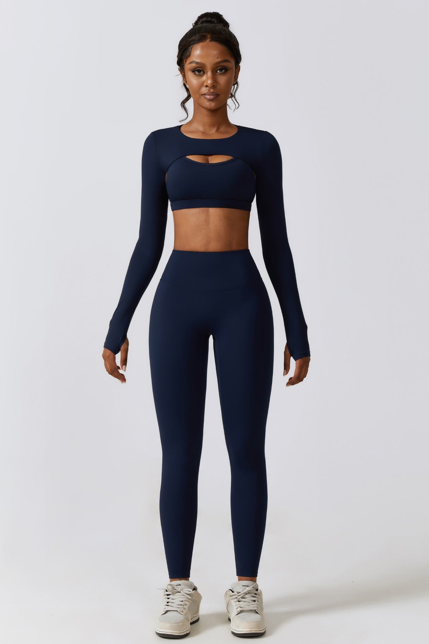 Fit Long Sleeve Shrug Top - Navy - Maison and Aurora