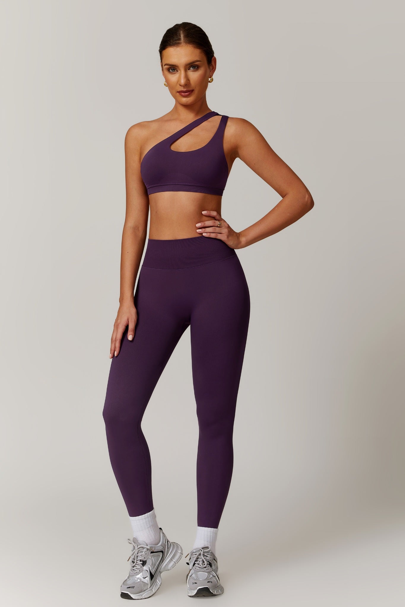 Aurora One Shoulder  Sports Bra - Purple - Maison and Aurora