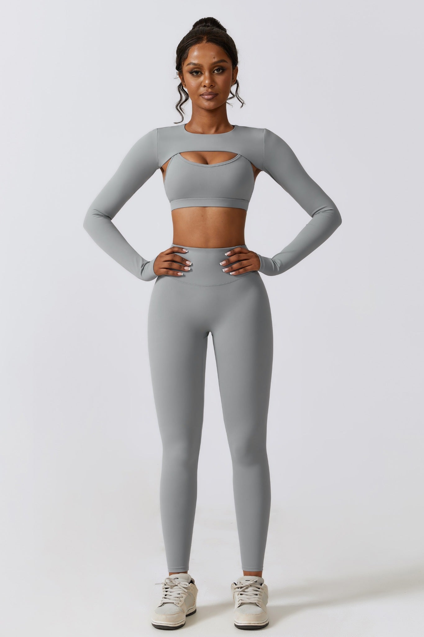 Flex Long Sleeve Shrug Top - Rhino Gray - Maison and Aurora