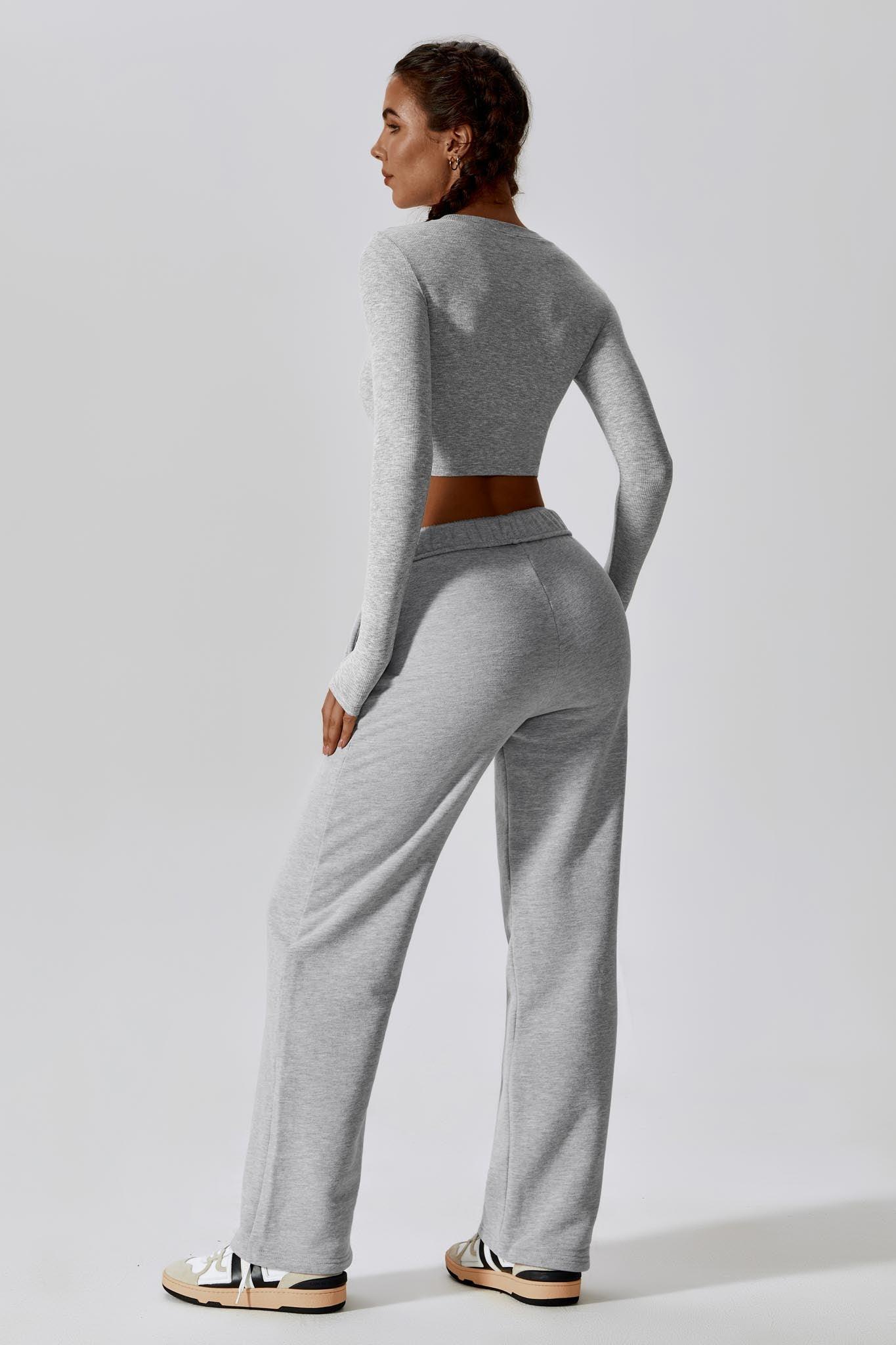 Madison Long Sleeve Crop Top - Rhino Grey (FINAL SALE) - Maison and Aurora