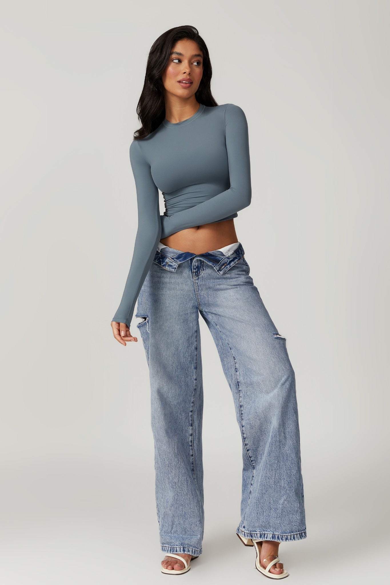 Melanie Long Sleeve Top - Steel Gray - Maison and Aurora