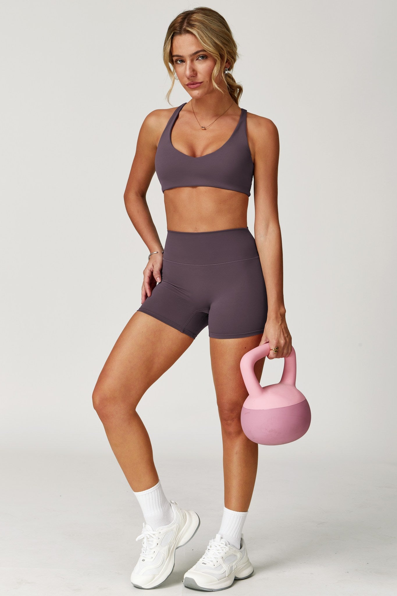 Amy Cross Back Sports Bra - Taupe - Maison and Aurora