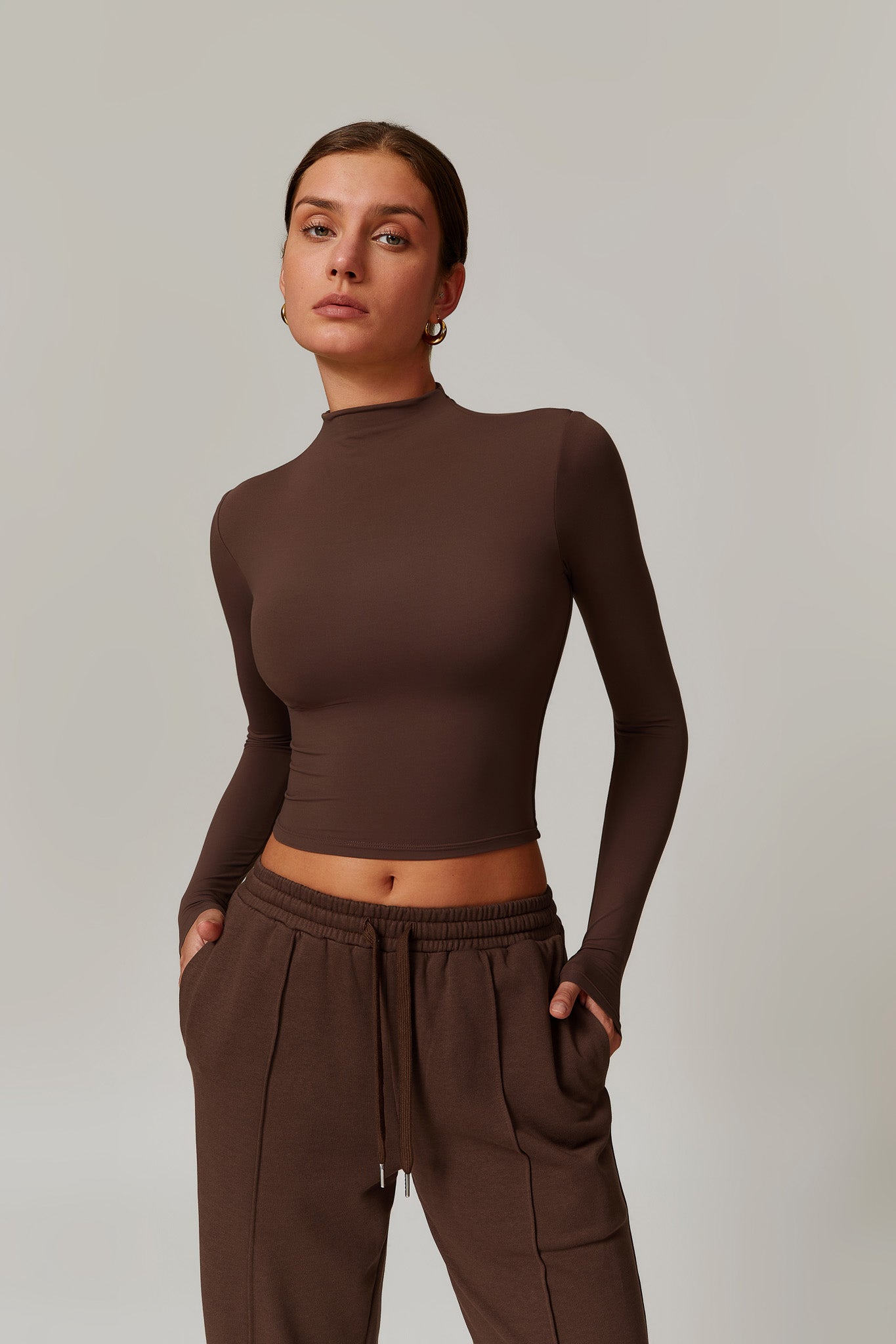 Amber Long Sleeve Top - Brown - Maison and Aurora