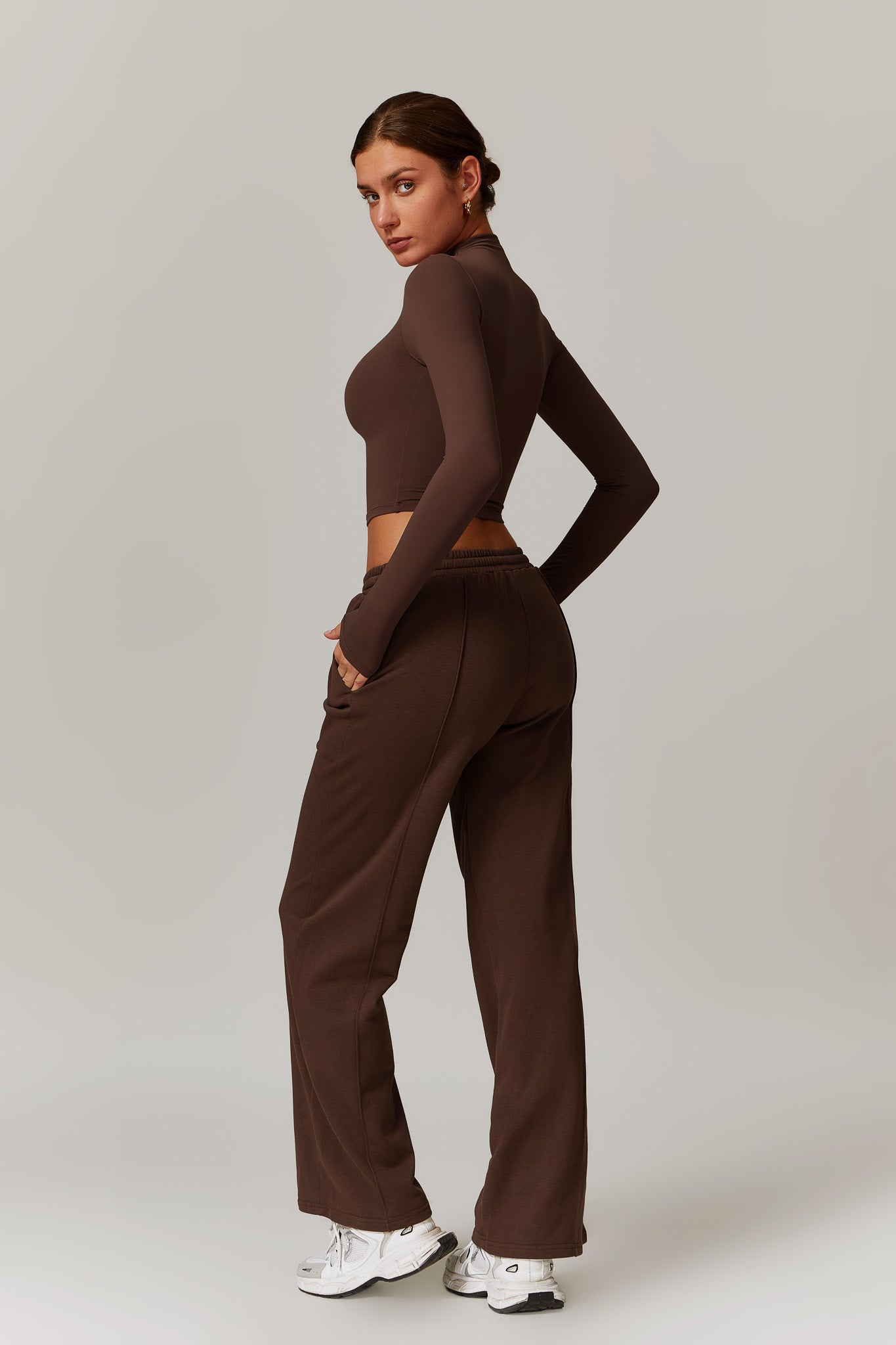 Amber Long Sleeve Top - Brown - Maison and Aurora