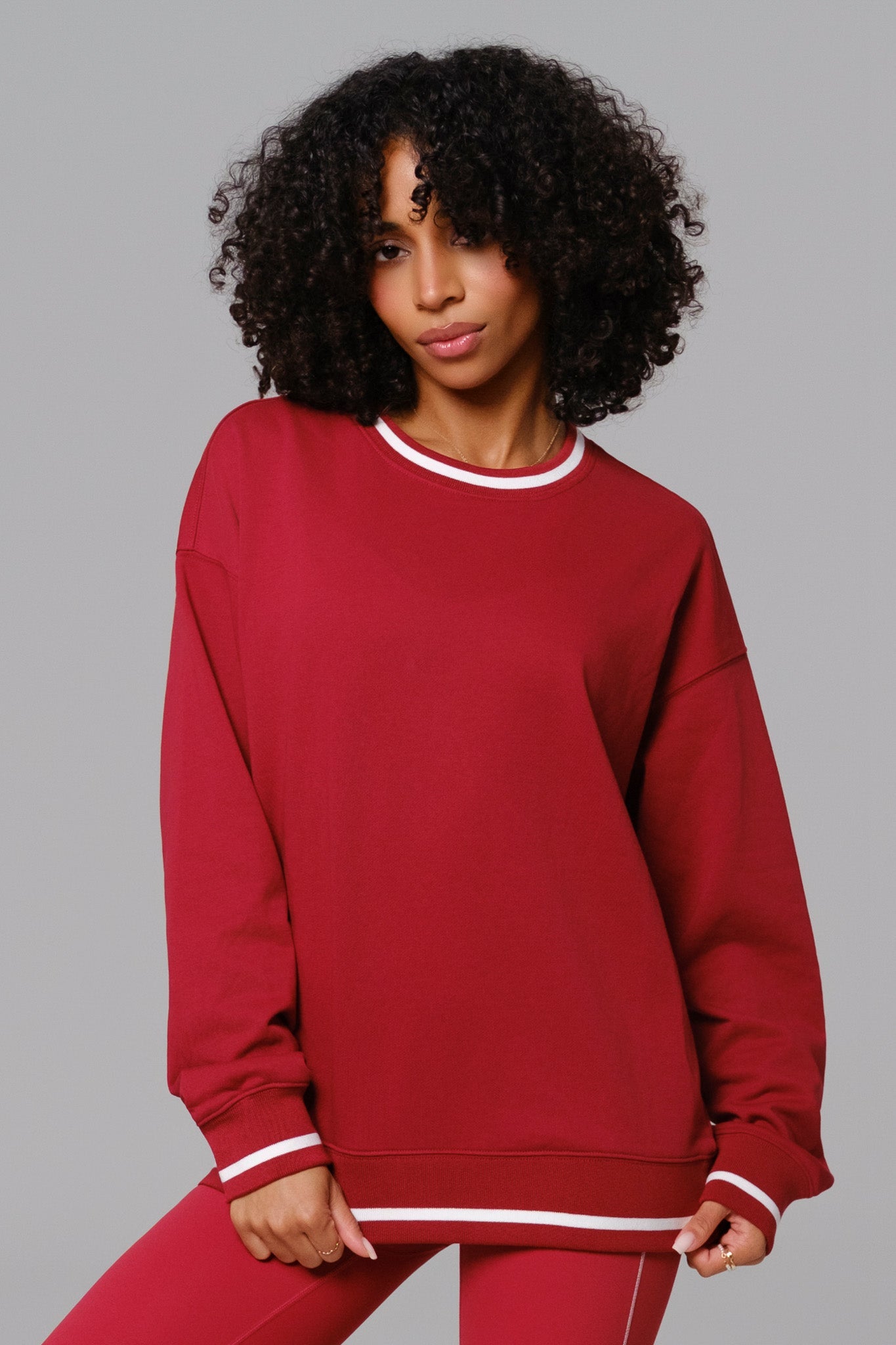 Shelly Oversized Sweatshirt  - Cherry Red - Maison and Aurora