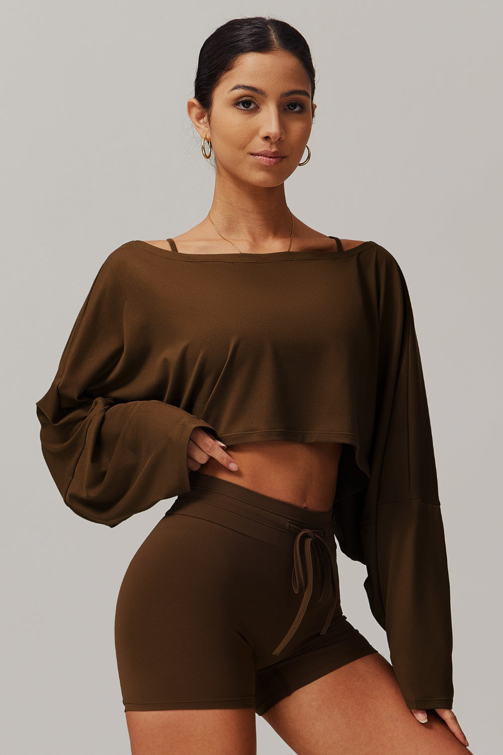 Ivy Long Sleeve Top - Mocha - Maison and Aurora
