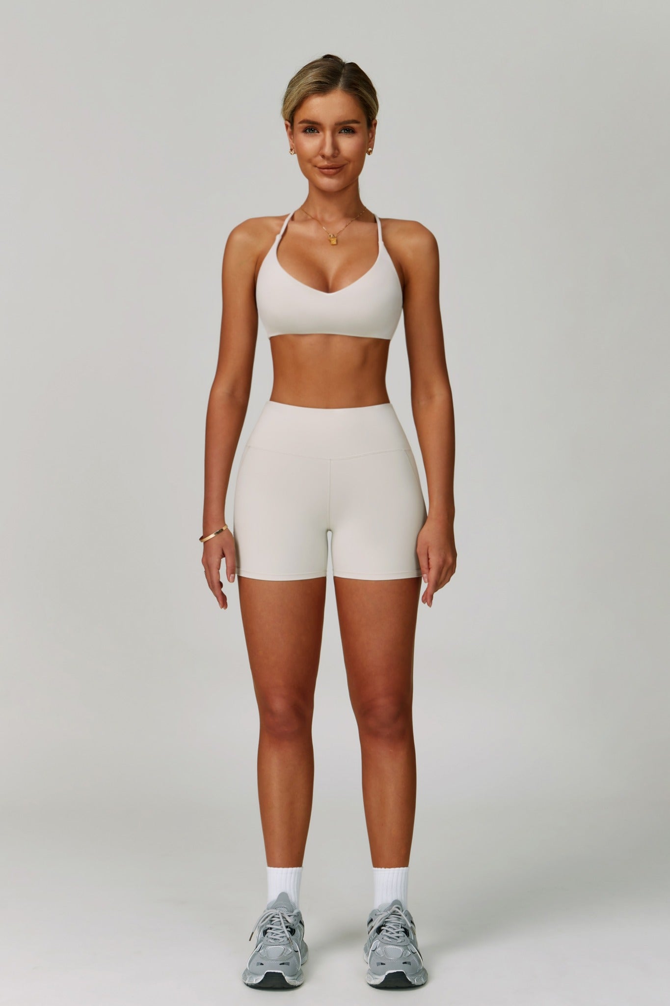Esme Strappy Sports Bra - Oatmilk - Maison and Aurora