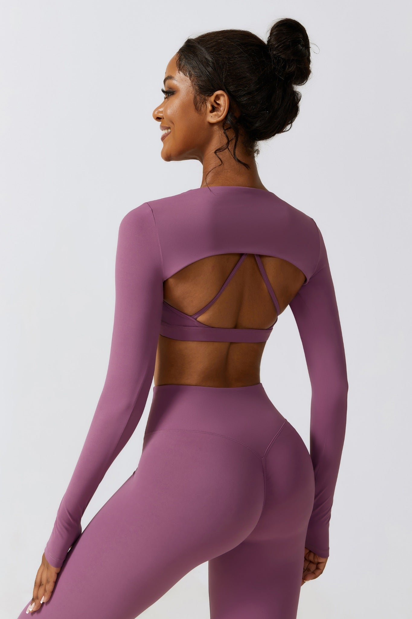 Fit Long Sleeve Shrug Top - Plum - Maison and Aurora