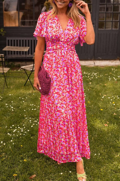 Sandra™ | Sommerlig maxikjole med V-hals og blomsterprint