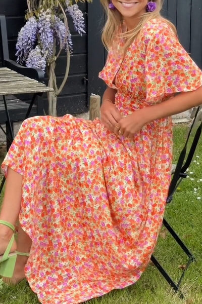 Sandra™ | Sommerlig maxikjole med V-hals og blomsterprint
